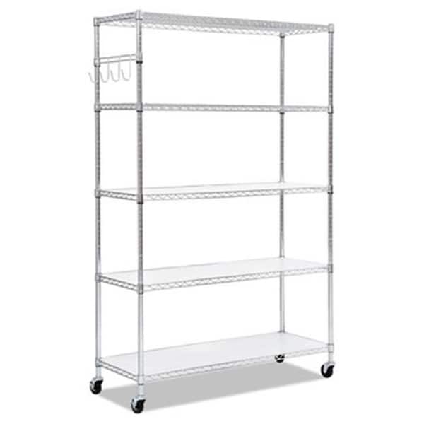 Alera Alera SW654818SR 5-Shelf Wire Shelving Kit with Casters & Shelf Liners; 72 x 48 x 18 in. - Silver SW654818SR - main